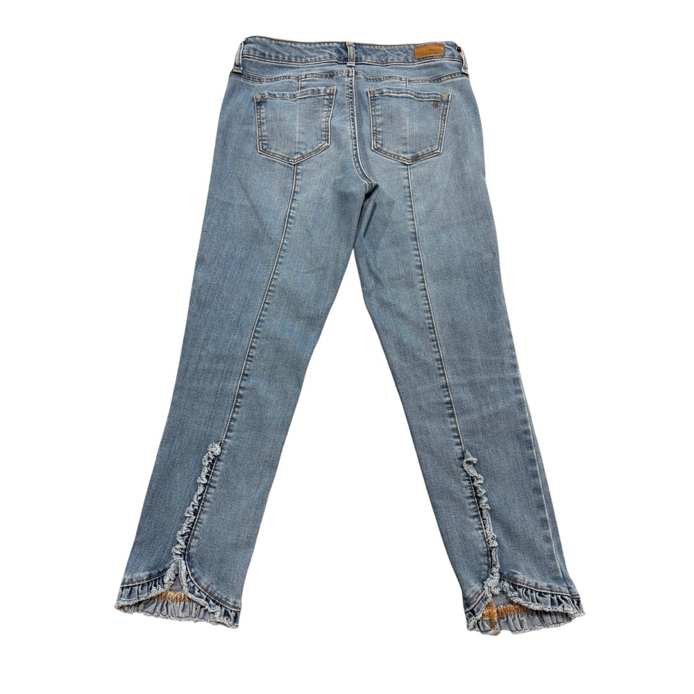 Ruffle Hem High Rise Skinny‎ Crop Jeans Women 4 Blue Crown & Ivy